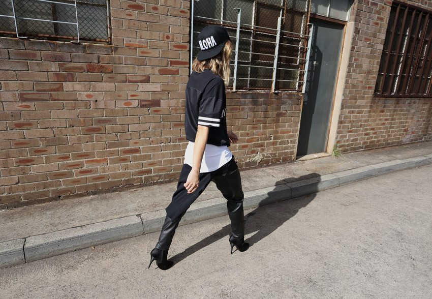 Pip Edwards in Stussy top