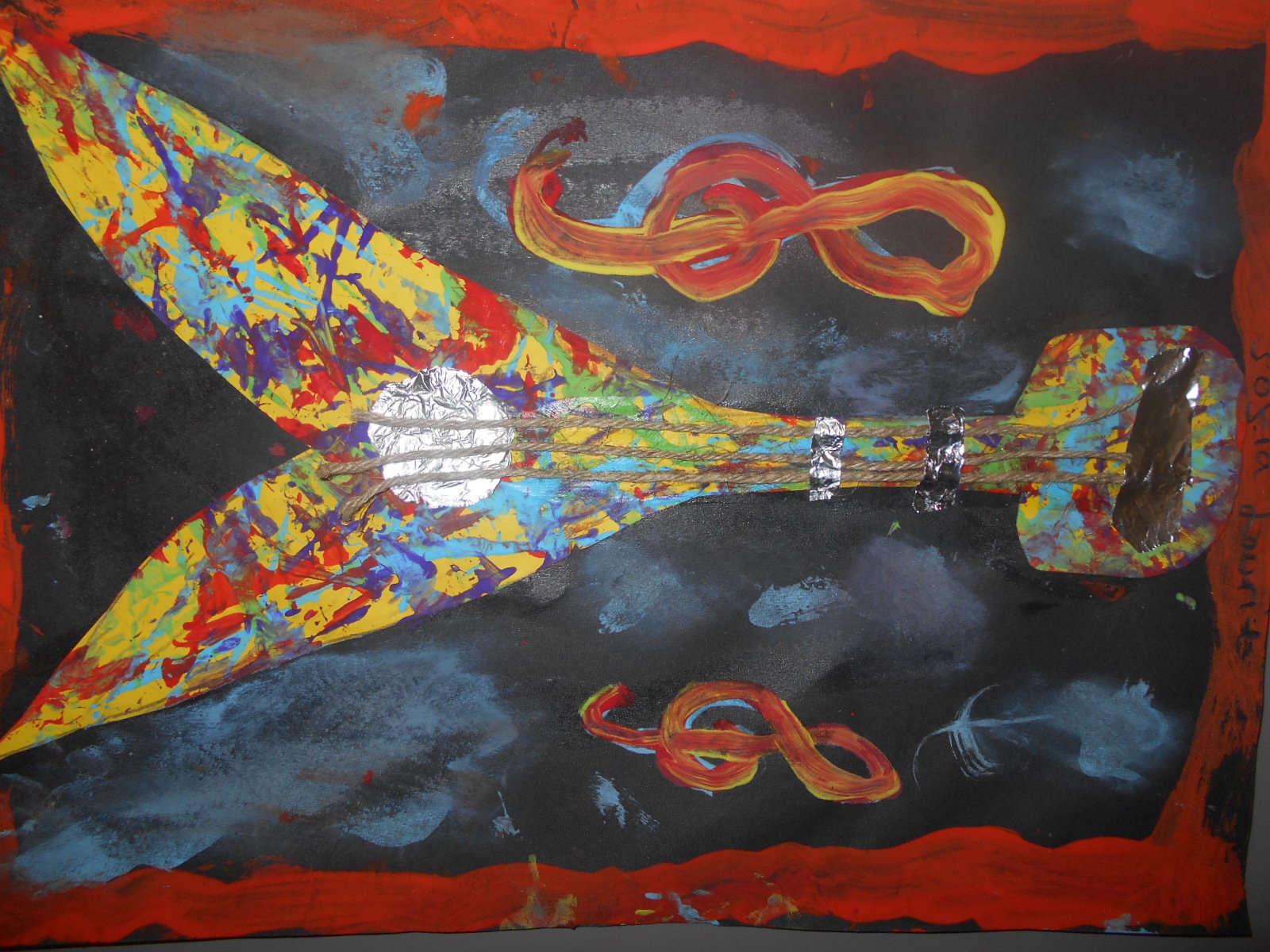 Bricks & Wood School Art Activities Jackson Pollock Guitars