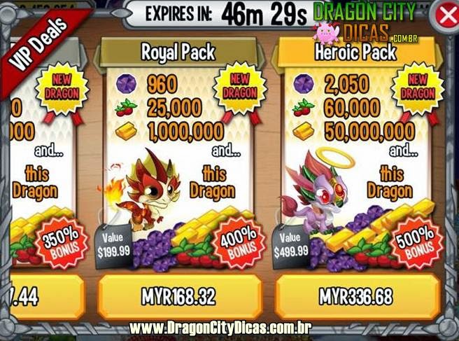 Ofertas VIP do Dragon City Ofertas VIP do Dragon City
