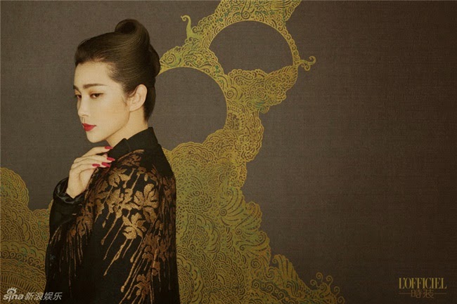 L'officiel China November 2014, Li BingBing 李冰冰 Blumarine 2014 AW Black Royal Long Cape Editorials