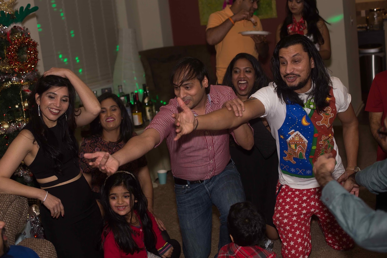 christmas party 2015, house parties, seattle parties, ananya in a party, girls wearing white and red dresses
