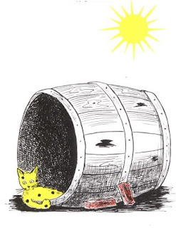 Solitary Pickles lies in a barrel and does not know what to do