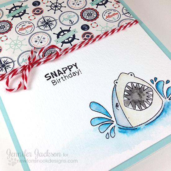 Freshly Made Sketches Sponsor | Shark card by Jennifer Jackson | Shark Bites Stamp set by Newton's Nook Designs