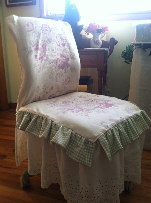 the painted piglet: office chair slipcover - a romancey makeover the painted piglet: office chair slipcover - a romancey makeover