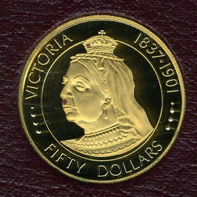 Cayman Islands 50 dollars Proof gold coin QUEEN VICTORIA