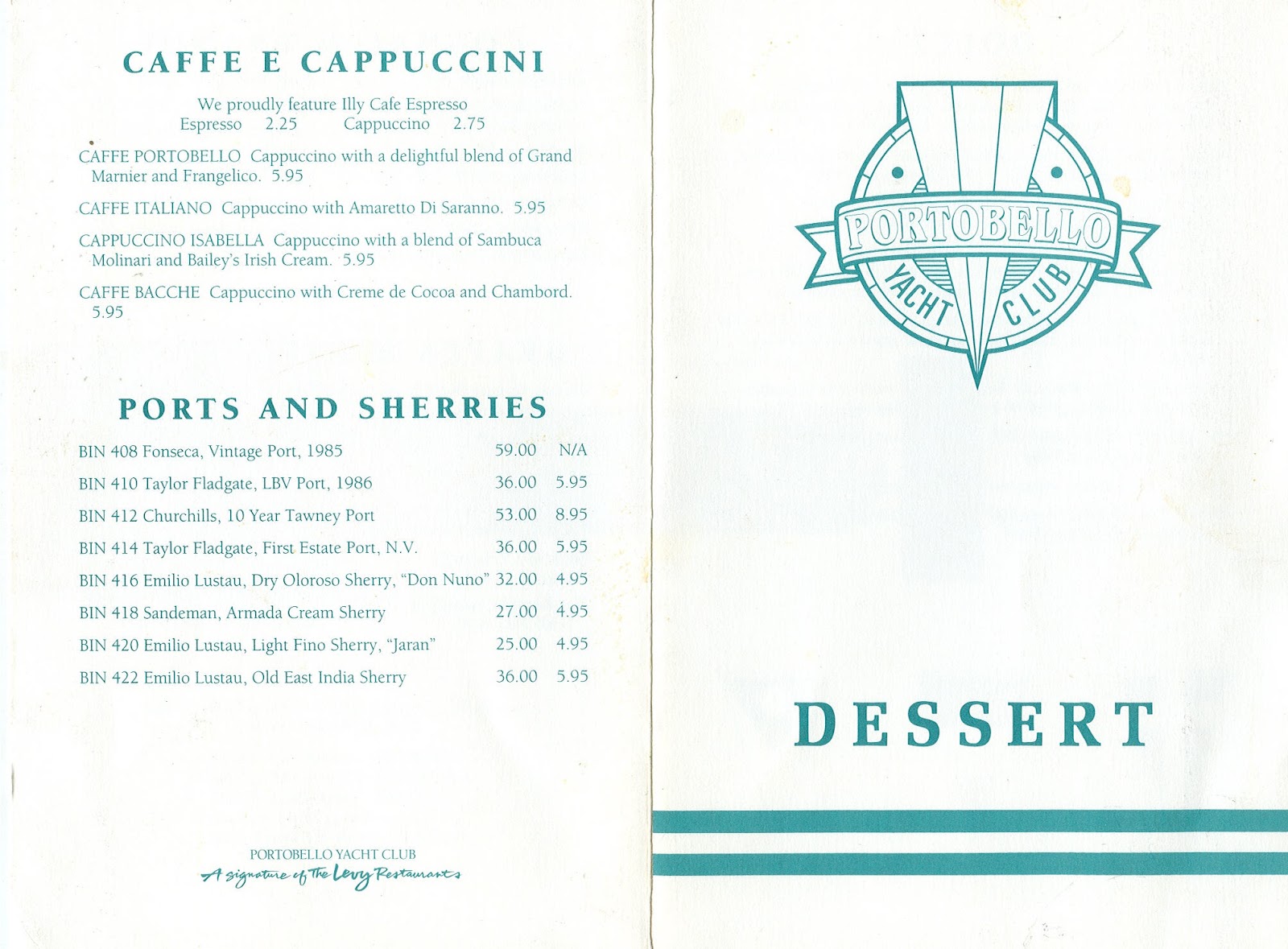 Disney Vacation Kingdom Portobello Yacht Club Dessert Menu