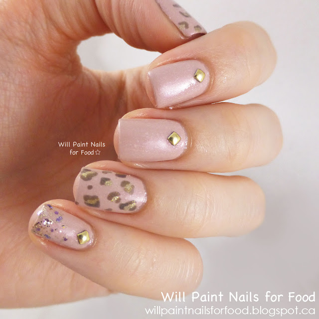 Will Paint Nails for Food Pink Raindrops Delicate Leopard Print