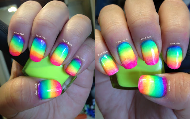 vixen nails rainbow ombre tutorial