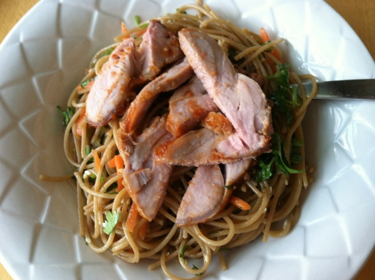 Meadows' Manor Sweet and Spicy Pork Tenderloin with Spicy Thai Noodles