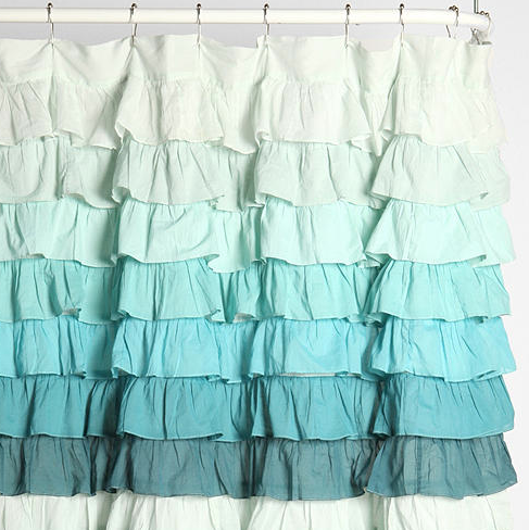 Tonal Wave Ruffle Shower Curtain Everything Turquoise