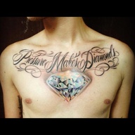 PRETTY DIAMOND TATTOO WITH INK ON CHEST