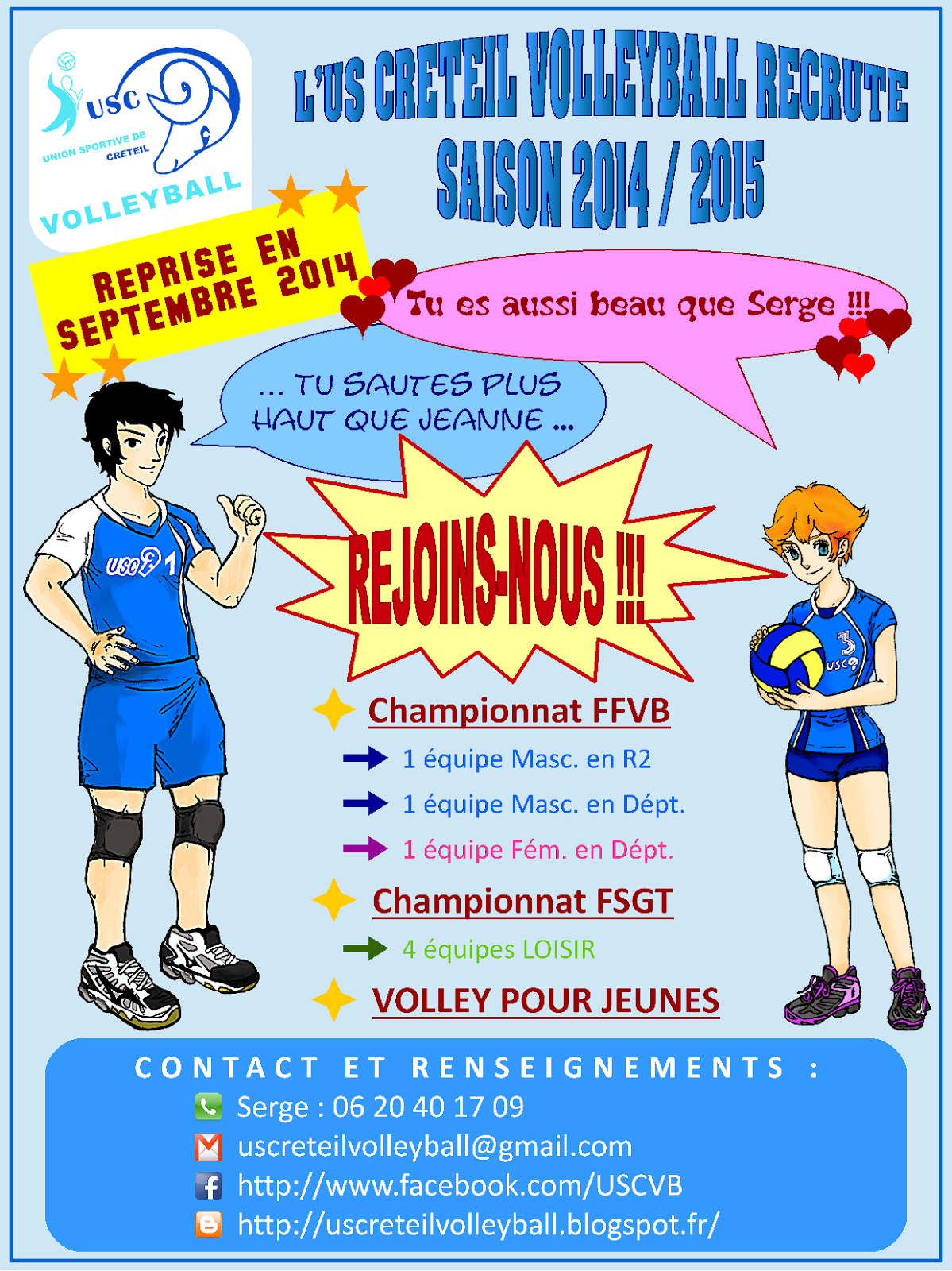 US Créteil VolleyBall RECRUTEMENT SAISON 2014/2015