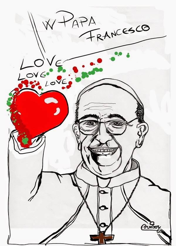 Arte Semplice E Poi Disegno Di Papa Francesco Straordinario Uomo Pieno Di Amore Per Il Prossimo