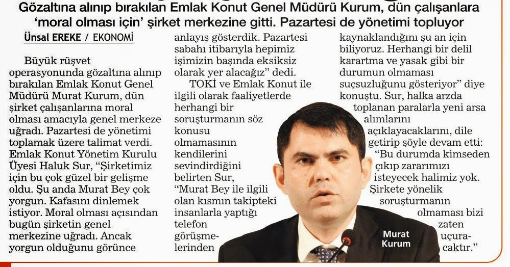 Emlak Konut Genel Müdürü Murat Kurum �moral için� şirkete uğradı