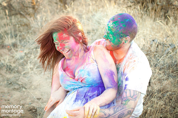 Engagement photos with color powder - Kanhaiya Holi Powder
