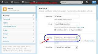 Setting akun dengan Bahasa Indonesia setting bahasa