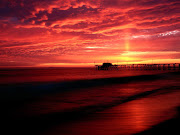Red Sunrise Beach Landscape Wallpaper