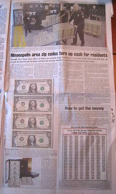 World Reserve Monetary Exchange ad for uncut $1 bills