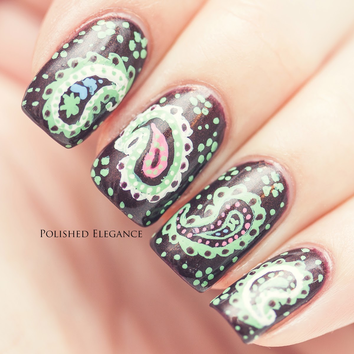 Polished Elegance Lucky Dip Paisley nail art