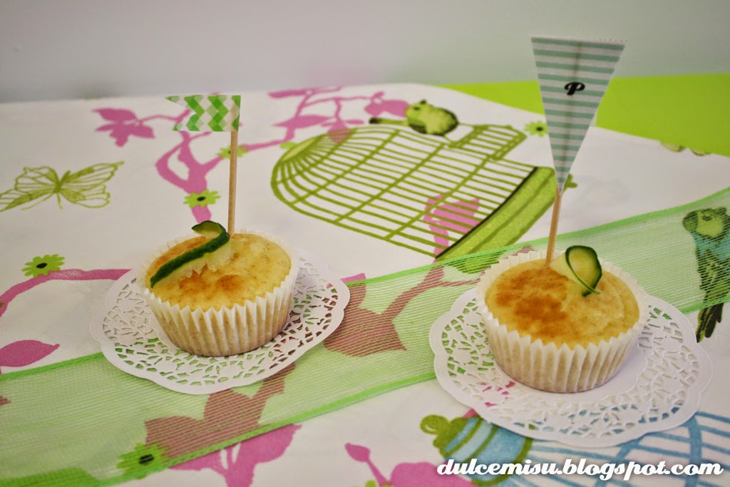 Muffin, pepino, romero, limón, blondas, whasi tape, banderin, capsula, bandeja horno, salado, dulcemisu, decoración