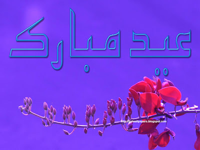 Red Rose Flowers Eid Mubarak Greetings Cards 2012 Urdu Text 3