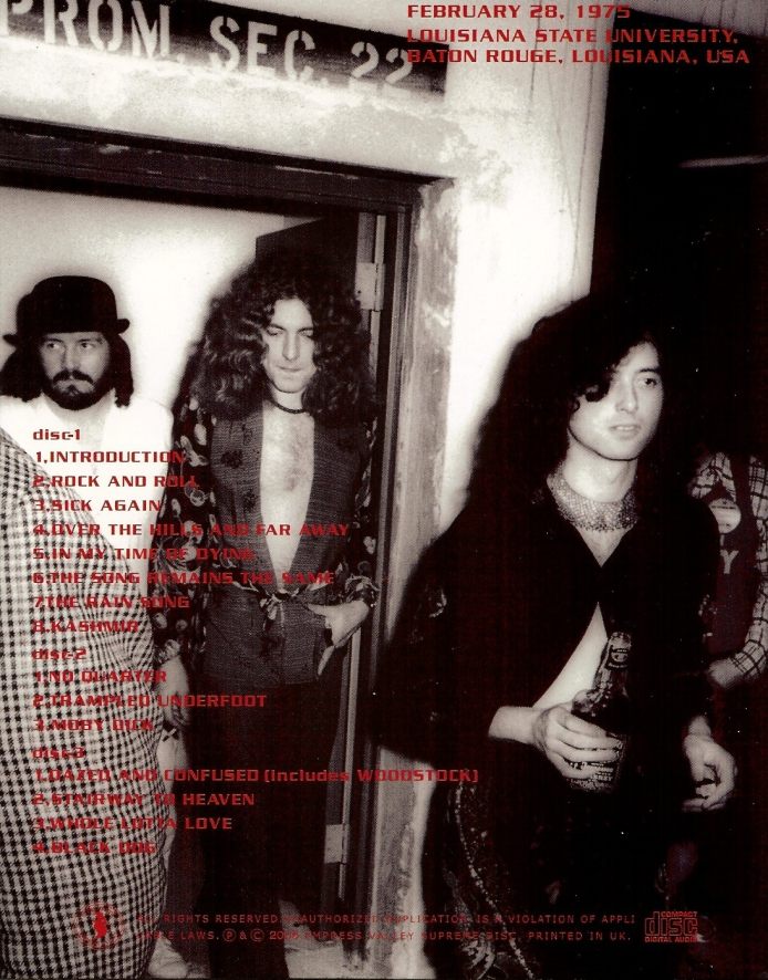 BOOTSLIVE: Led Zeppelin, 1975-02-28 - Baton Rouge, Louisiana