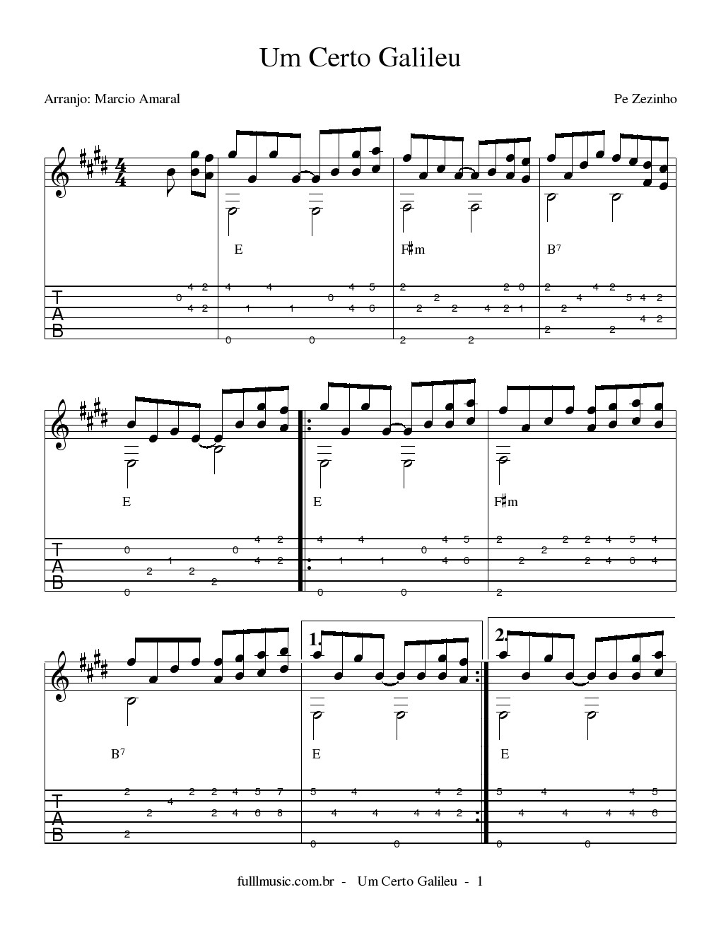 Full Music Escola de Música Partitura Cristã 8 Um Certo Galileu