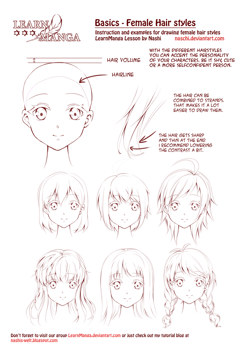 nashi's world: Learn Manga: Female Hair Styles