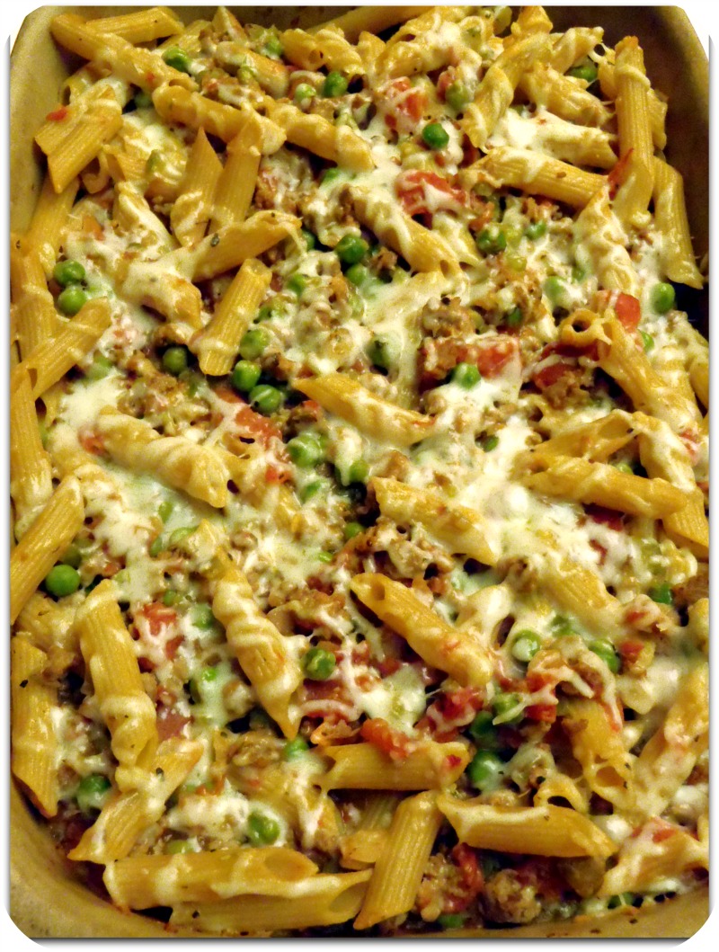 Macke Monologues Baked Ziti with Turkey Sausage