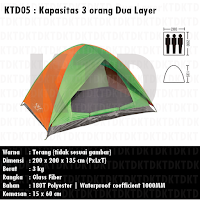 KTD05 krey tenda dome kapasitas 3 orang 2 layer