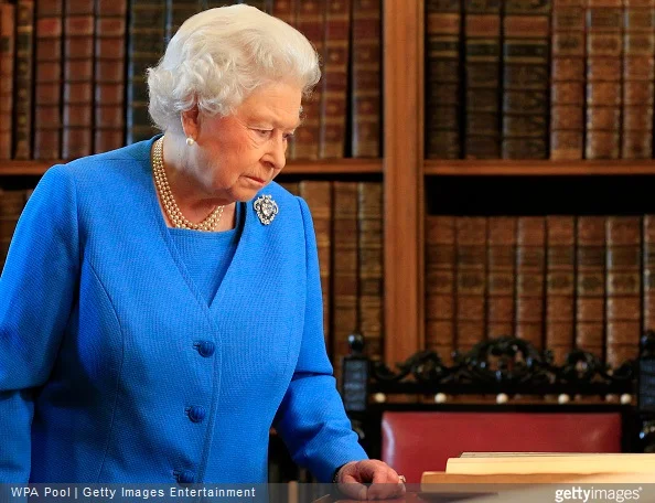  Queen Elizabeth II attends the launch of the George III Project at an event held in the Royal Library in Windsor Castle 