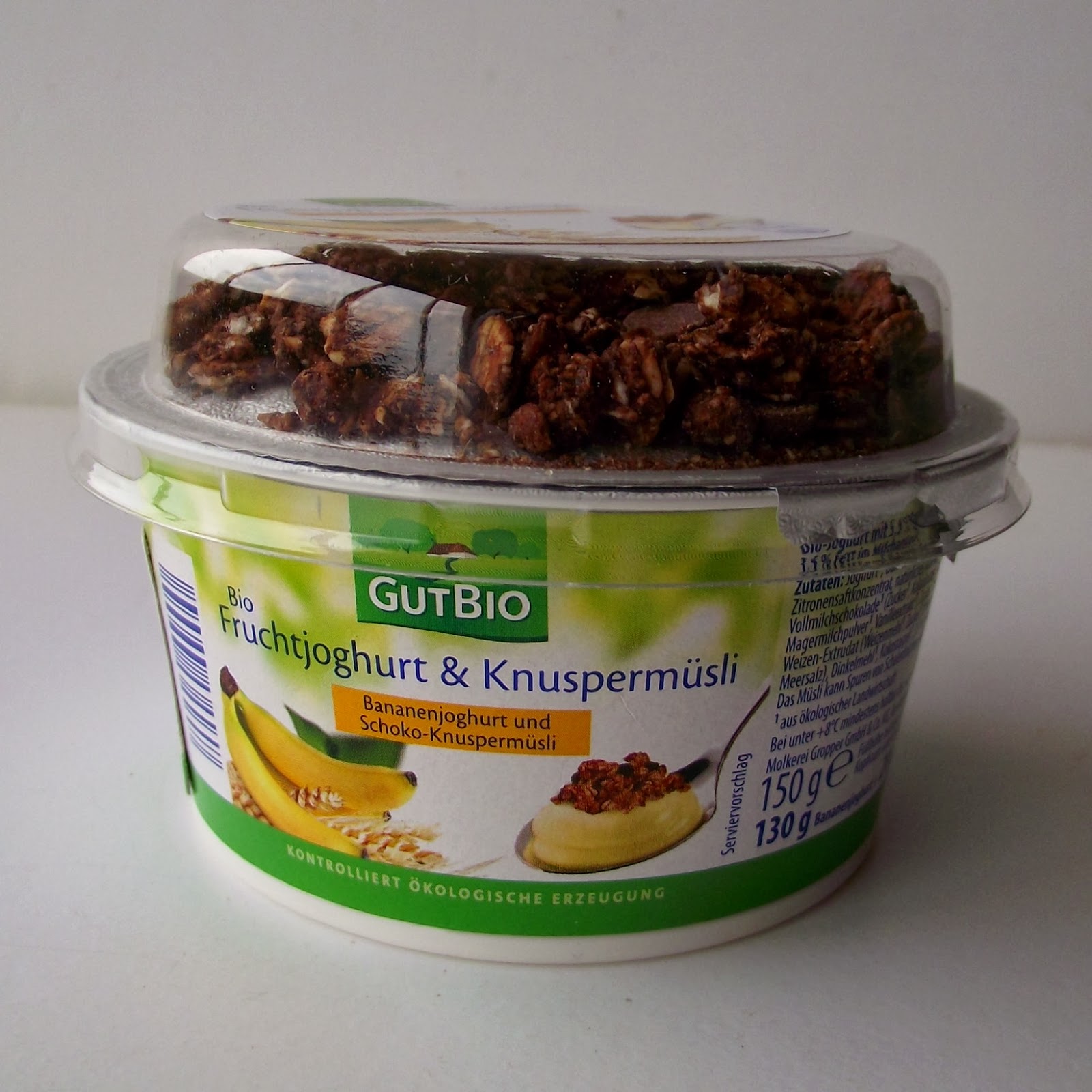 A Esquisitinha Iogurte GutBio de banana e muesli de chocolate Aldi