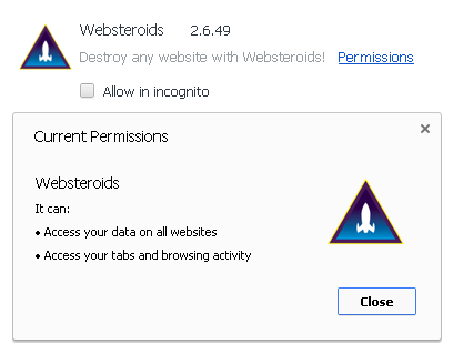 Websteroids is running remove