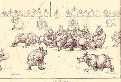 Rhino scrimmage, by Louis Wain
