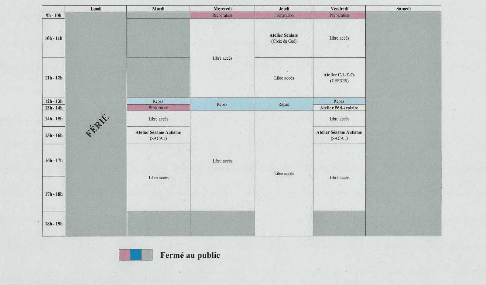 semaine du 21 au 25 avril 2014