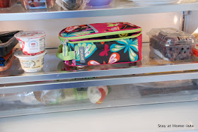 Storing a pre-made school lunch in the fridge the night before