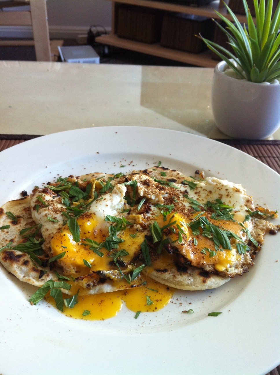 Dishing Up The World Baghdad Eggs on Simple Flatbread