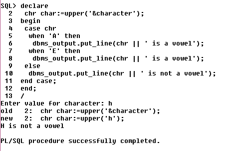 select control statement in oracle pl sql