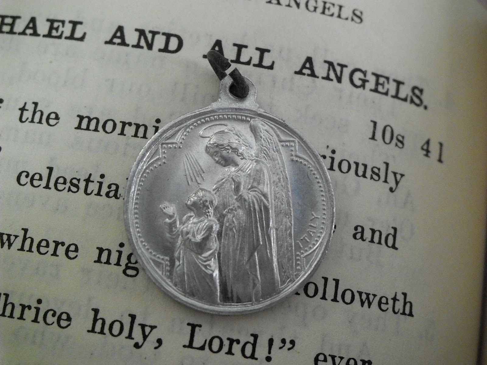 Vintage Religious Medals Vintage St Michael and Guardian Angel