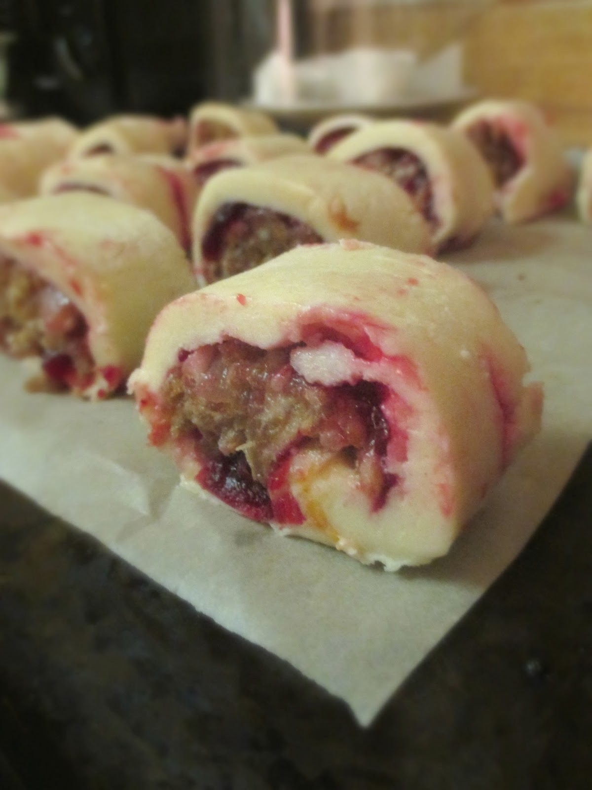 Just my Stuff Spicy Cranberry Sausage Rolls