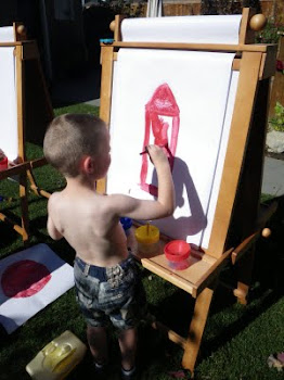 Tristan Paints His Rocket to the Moon