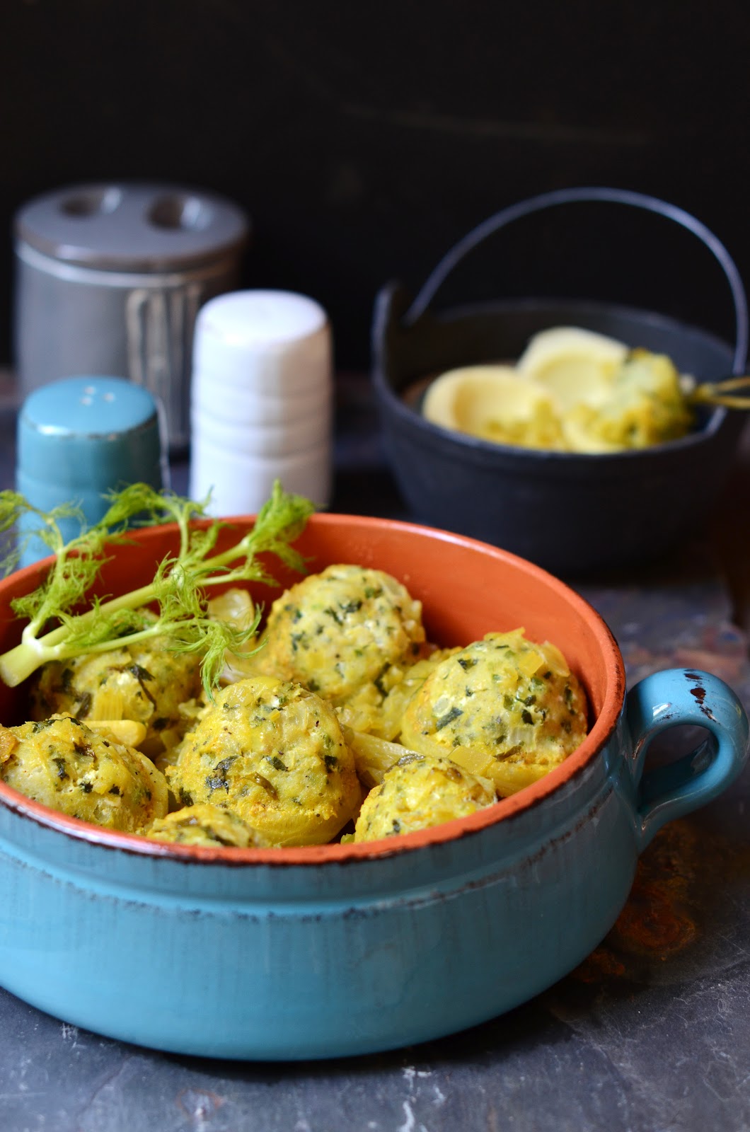 Foodwanderings Artichoke Bottoms Filled With Carp 'Meatballs' In Ouzo & Fennel Sauce & A