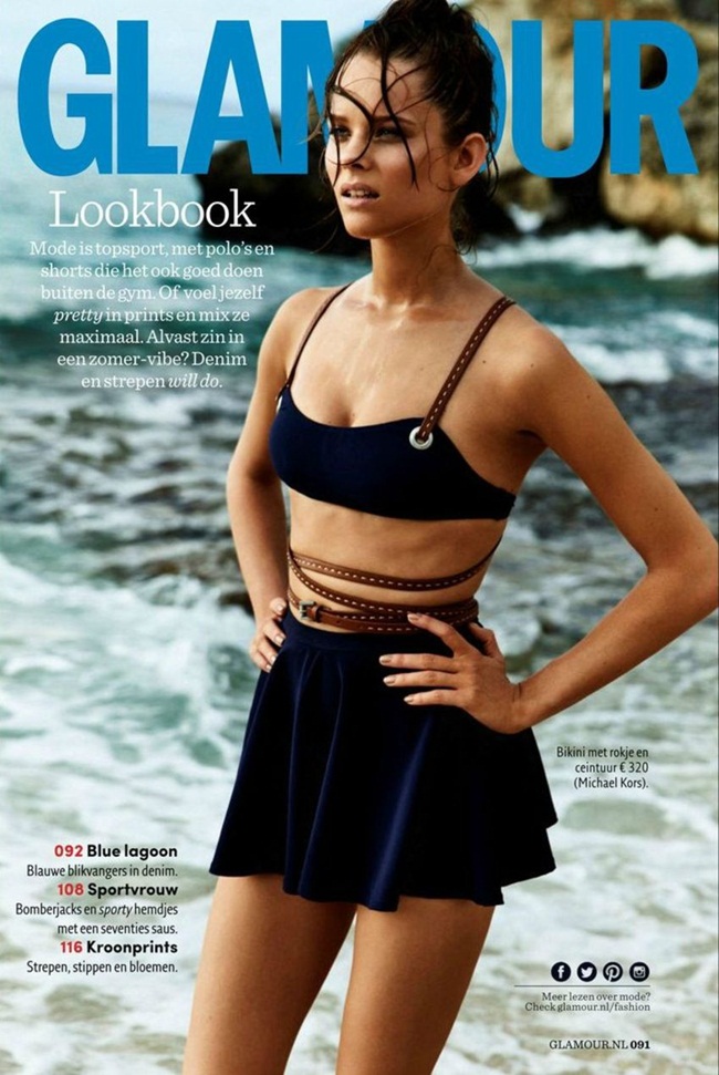 Michael Kors 2015 SS Navy Jersey-spandex Swimsuit Editorials