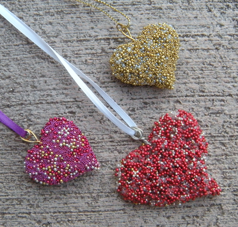 ArtGlitterBlog Beading Heart Pendant by Emily M. Miller