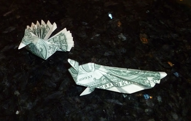 Money Origami Peacocks