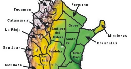 Mapas del Mundo: Mapa en relieve de argentina