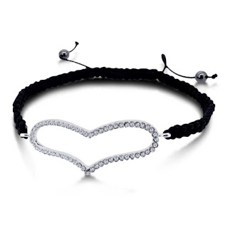 black laced shamballa bracelet paved white cz heart