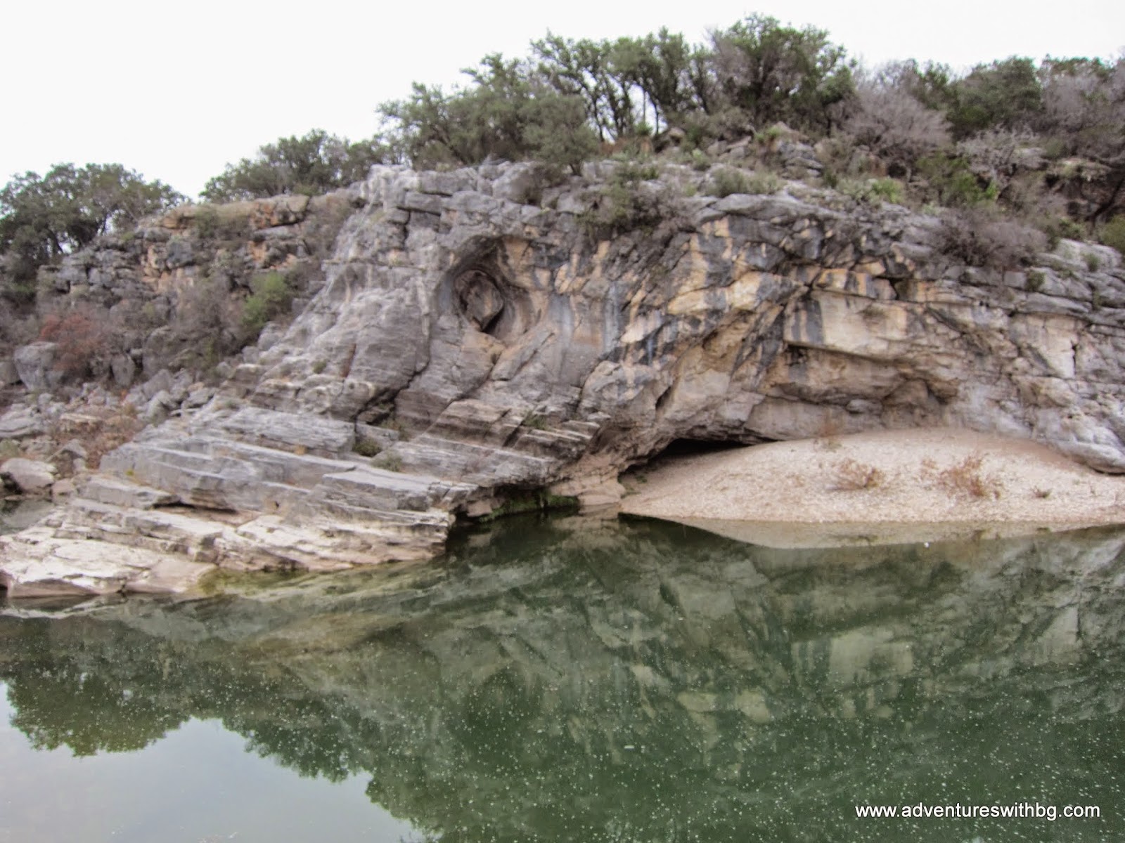 The hole is at least 10 feet above the Pedernales River
