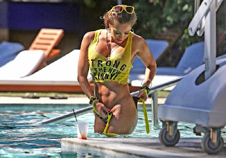 Jennifer Nicole Lee Yellow Bikini Batman swimwear Miami