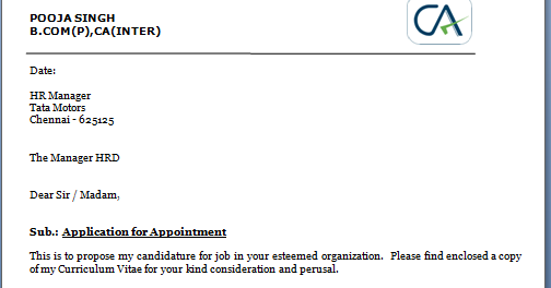 sample of job application letter resume formats free download